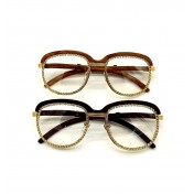 Diamond Round Frame Clear Lens Glasses