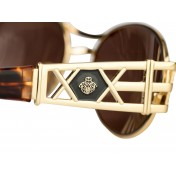 Oval sunglasses with double bar on top