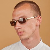 Sunglasses oval gold metal frame